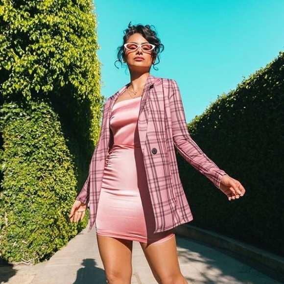 rose satin cut out side bodycon